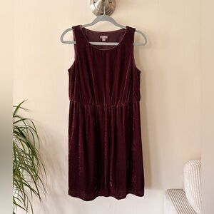 J. Jill Velvet Scoop-Neck Dress in Wine Maroon Size Small